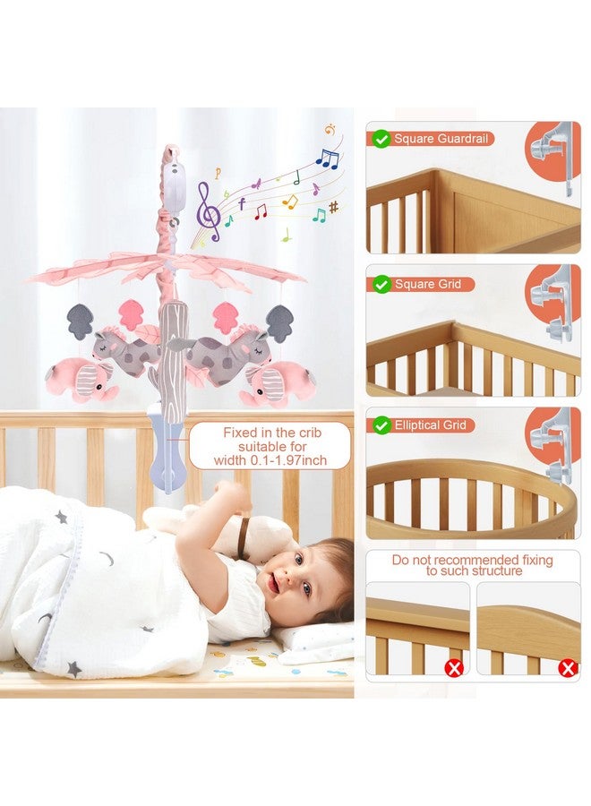 Blublu Park Upgraded Blublu Park Musical Mobile for Crib, Baby Crib Mobile with Hanging Rotating Toys Woodland Nursery Decor for Newborn Baby Boys Girls, Digital Music Box with 3 Modes, 12 Lullabies (Pink) - Image 5