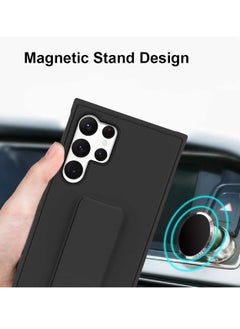 Wtech Hand Grip And Multi Stand Magnetic Car Mount Kickstand Finger Strap Case Cover For Samsung Galaxy S24 Ultra 5G 2024 Black  - Image 3