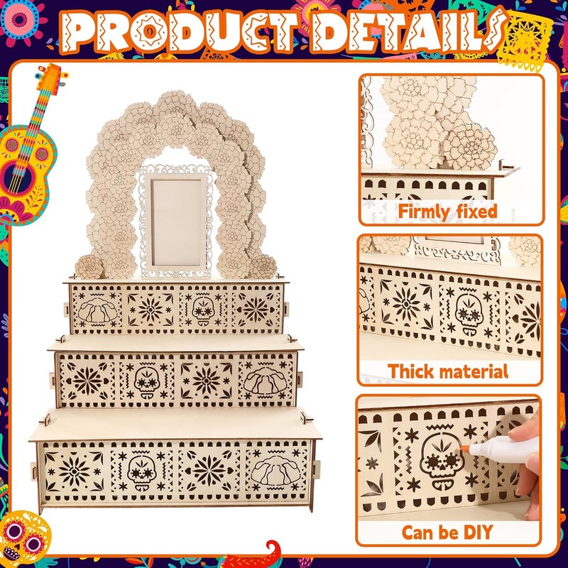 Vynium Dia De Los Muertos Ofrenda Altar Kit, Dia De Los Muertos Decoration, Day of The Dead Altar with Photo Frames & Butterflies Colorful Banner for Day of The Dead Home Decor - Image 3