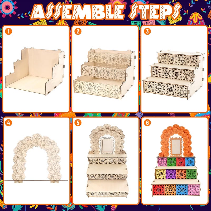 Vynium Dia De Los Muertos Ofrenda Altar Kit, Dia De Los Muertos Decoration, Day of The Dead Altar with Photo Frames & Butterflies Colorful Banner for Day of The Dead Home Decor - Image 4