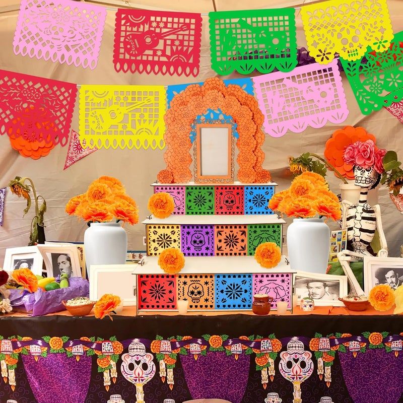 Vynium Dia De Los Muertos Ofrenda Altar Kit, Dia De Los Muertos Decoration, Day of The Dead Altar with Photo Frames & Butterflies Colorful Banner for Day of The Dead Home Decor - Image 5