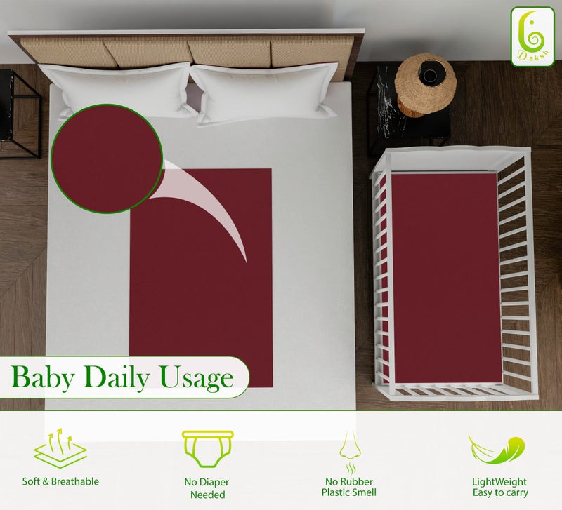 Daksh Baby Dry Sheet/Waterproof Sheet/Baby Sleeping Mat/Bed Protector/Quick Drying/Absorbent Dry Sheet (Small 20"x28"Inch)-Maroon - Image 4
