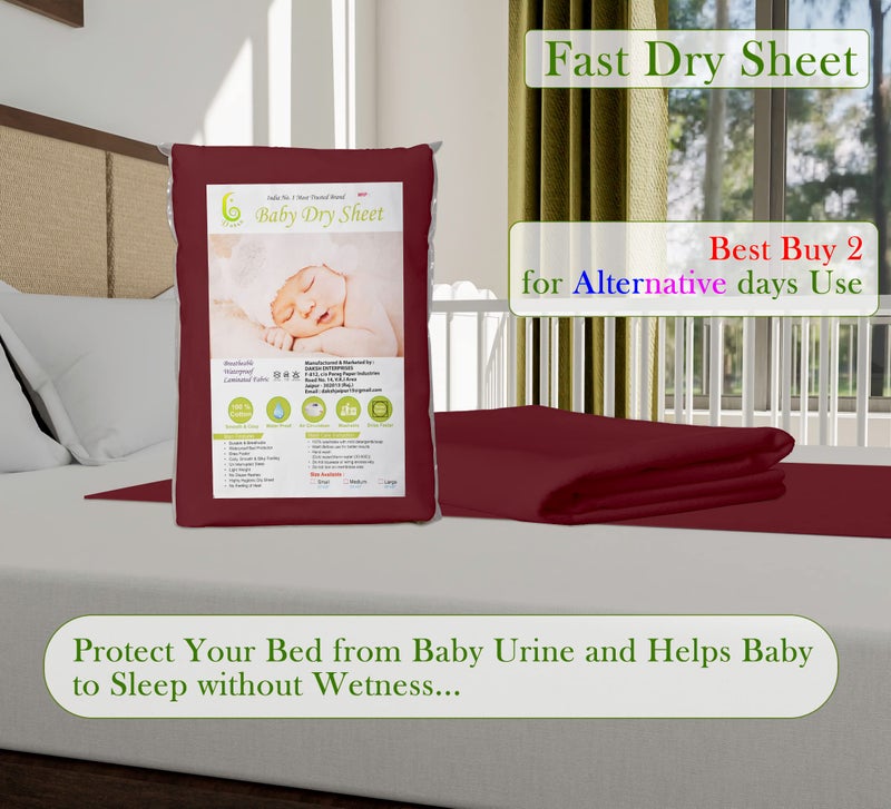 Daksh Baby Dry Sheet/Waterproof Sheet/Baby Sleeping Mat/Bed Protector/Quick Drying/Absorbent Dry Sheet (Small 20"x28"Inch)-Maroon - Image 5