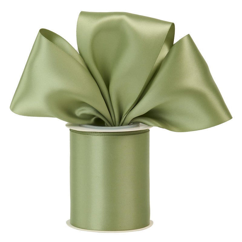 DINDOSAL Sage Green Ribbon 3 Inch Double Faced Satin Ribbon Thick Sage Silk Ribbon for Wedding Decor Chair Sash Gift Wrapping Party Favor Flower Arrangement Craft Supplies Bows  10Yards