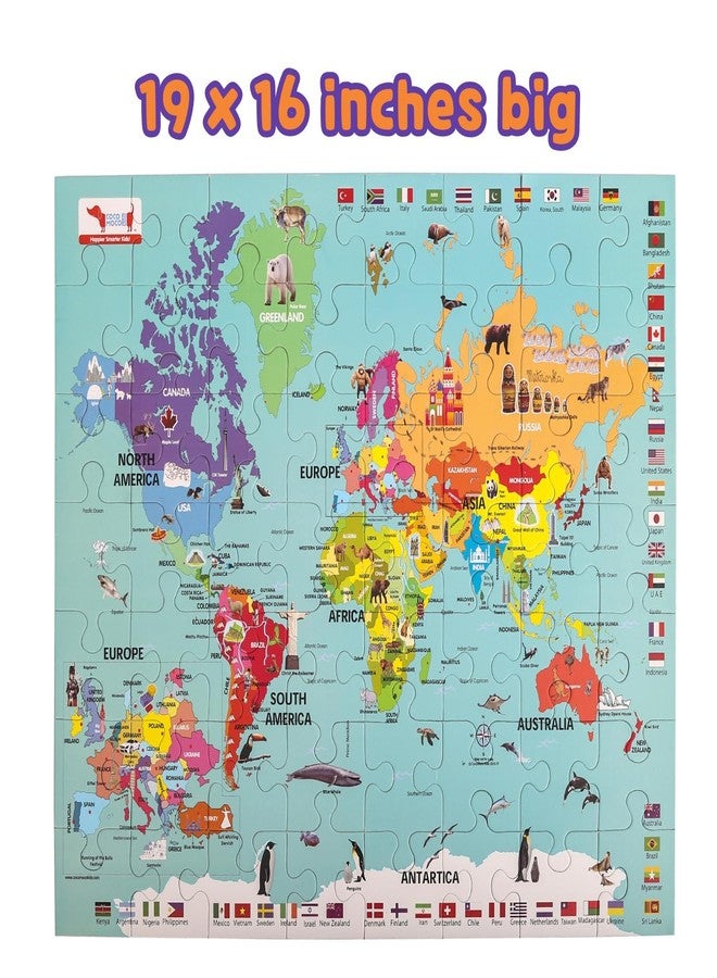 CocoMoco Kids World Map Puzzle for 3 to 6 Year Old Boys and Girls, 56 Pieces, Learning and Educational Gift, Return Gift for Kids (Pack of 5) - Image 3