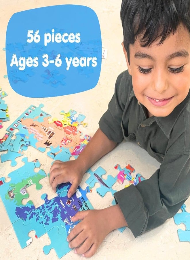 CocoMoco Kids World Map Puzzle for 3 to 6 Year Old Boys and Girls, 56 Pieces, Learning and Educational Gift, Return Gift for Kids (Pack of 5) - Image 4