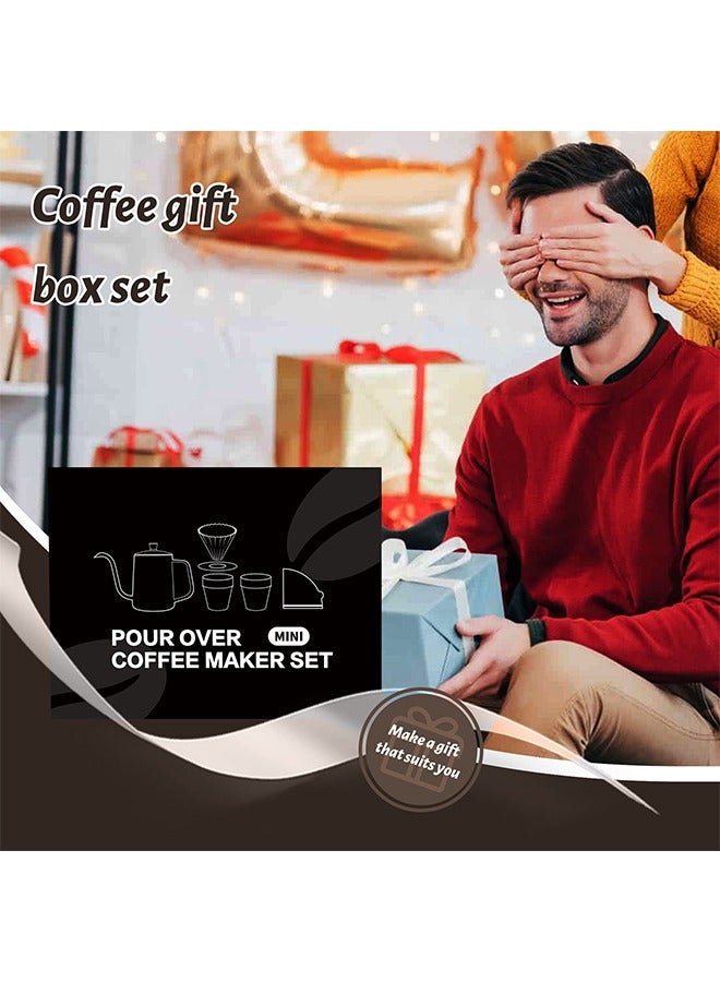 مجموعة صب القهوة، مجموعة قهوة تخمير يدوية، مجموعة هدايا قهوة للسفر مع صندوق تخزين، مجموعة ماكينة صنع القهوة للتخييم في الهواء الطلق، مجموعة قهوة للتخييم، سعة وعاء صب يدوي 600 مل - Image 2