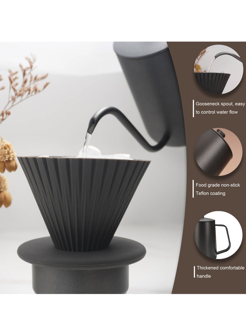 مجموعة صب القهوة، مجموعة قهوة تخمير يدوية، مجموعة هدايا قهوة للسفر مع صندوق تخزين، مجموعة ماكينة صنع القهوة للتخييم في الهواء الطلق، مجموعة قهوة للتخييم، سعة وعاء صب يدوي 600 مل - Image 4