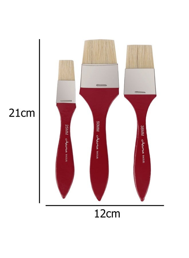 Arora Hard White Hair Flat Bristles Paint Brush Set of 1 inch, 1.5 Inch and 2 Inch for Oil and Acrylic Color Painting - Image 3