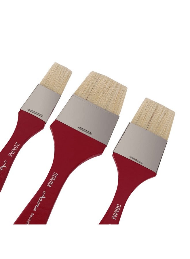 Arora Hard White Hair Flat Bristles Paint Brush Set of 1 inch, 1.5 Inch and 2 Inch for Oil and Acrylic Color Painting - Image 4