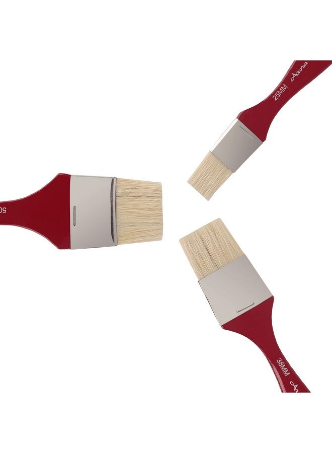 Arora Hard White Hair Flat Bristles Paint Brush Set of 1 inch, 1.5 Inch and 2 Inch for Oil and Acrylic Color Painting - Image 5