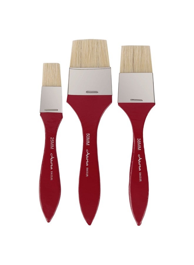 Arora Hard White Hair Flat Bristles Paint Brush Set of 1 inch, 1.5 Inch and 2 Inch for Oil and Acrylic Color Painting - Image 1