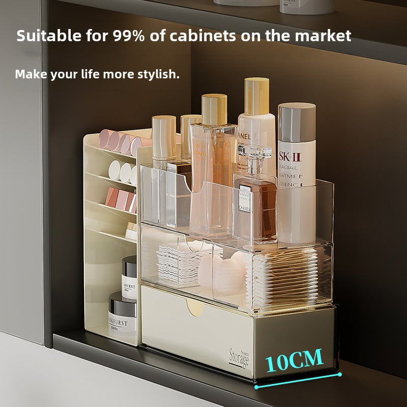 Mirror Cabinet storage box bathroom bathroom cabinet compartment organizing box washstand cosmetics lipstick desktop storage rack(Transparent vertical layered) - Image 3