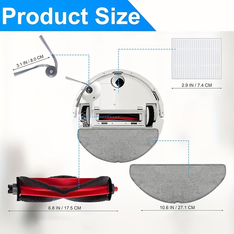 Replacement Accessory Set For Roborock Q7 M5 Series Includes 1 Main Brush 3 Filters 3 Mop Pads 4 Side Brushes - Image 5