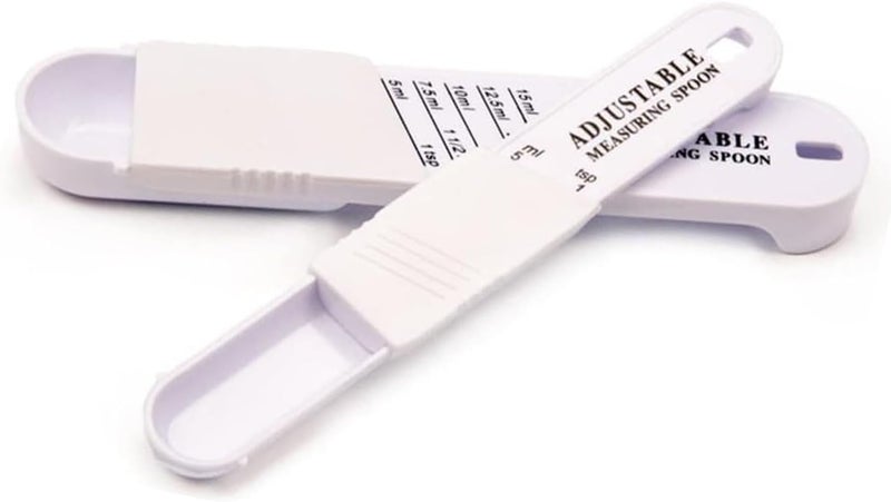 MARKQ Adjustable Teaspoon & Tablespoon Set – 2-Piece Plastic Measuring Spoons for Dry and Liquid Ingredients, Adjustable Kitchen Utensils, Assorted Colors (White/Green) - Image 1