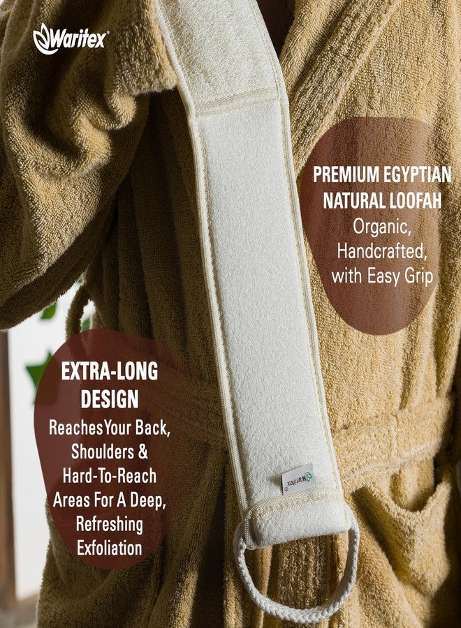 Waritex Natural Egyptian Loofah Back Scrubber for Shower, Extra-Long Exfoliating Strap Made with Natural Egyptian Loofah Fibers, Deep Cleaning Body Sponge for Men and Women – Soft Cotton Handles - Image 4