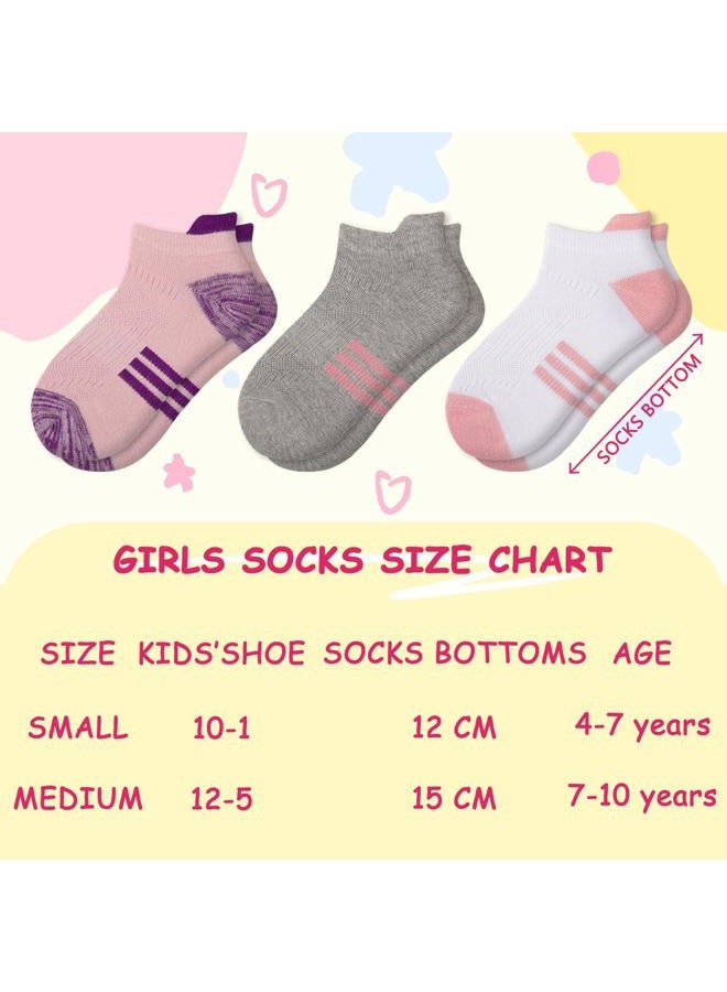 Comfoex 12 Pairs Girls Athletic Ankle Socks for 4-6 6-8 8-10 Years Old - Cotton Short Socks for Little Big Kids, 12 Pairs Multicolor a, 7-10 years - Image 4