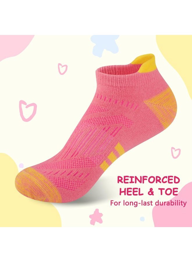 Comfoex 12 Pairs Girls Athletic Ankle Socks for 4-6 6-8 8-10 Years Old - Cotton Short Socks for Little Big Kids, 12 Pairs Multicolor a, 7-10 years - Image 5