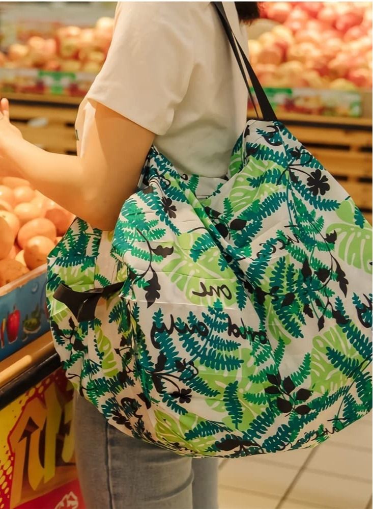 KASTWAVE 2-Pcs Reusable Recycling Grocery Bags with Handles, Foldable Washable Shopping Bags, Waterproof Large Capacity Shopping Tote Bag - Image 5