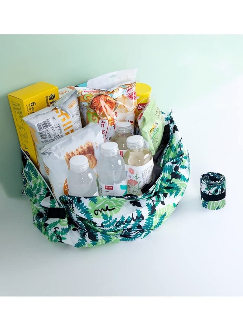 KASTWAVE 2-Pcs Reusable Recycling Grocery Bags with Handles, Foldable Washable Shopping Bags, Waterproof Large Capacity Shopping Tote Bag - Image 2