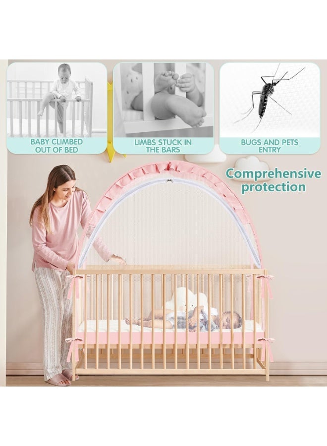 RATSAW Mosquito Net for Baby Bed Crib Tent Crib Net for Keep Baby in, Stop Baby from Climbing Out of Crib, Pop Up Crib Tent with Durable Breathable Net Double Zipper Strong Rods Installation Convenience - Image 2