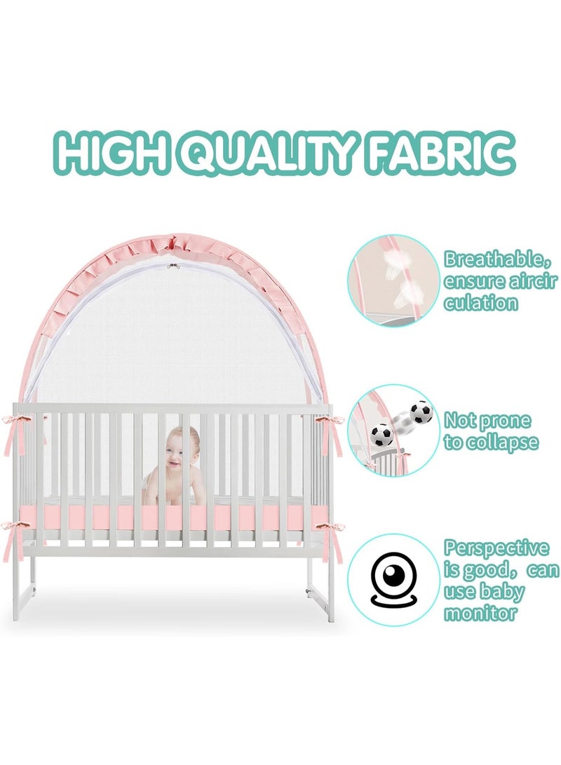 RATSAW Mosquito Net for Baby Bed Crib Tent Crib Net for Keep Baby in, Stop Baby from Climbing Out of Crib, Pop Up Crib Tent with Durable Breathable Net Double Zipper Strong Rods Installation Convenience - Image 4