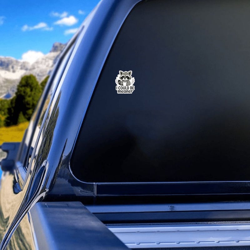 1pc Raccoon Holding Coffee Matte Cartoon Sticker for Car Laptop Window - Image 4