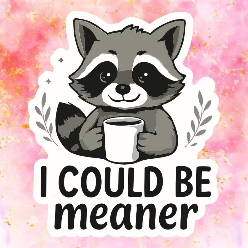 1pc Raccoon Holding Coffee Matte Cartoon Sticker for Car Laptop Window - Image 2