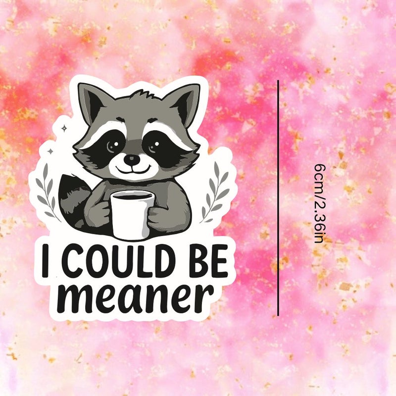1pc Raccoon Holding Coffee Matte Cartoon Sticker for Car Laptop Window - Image 3
