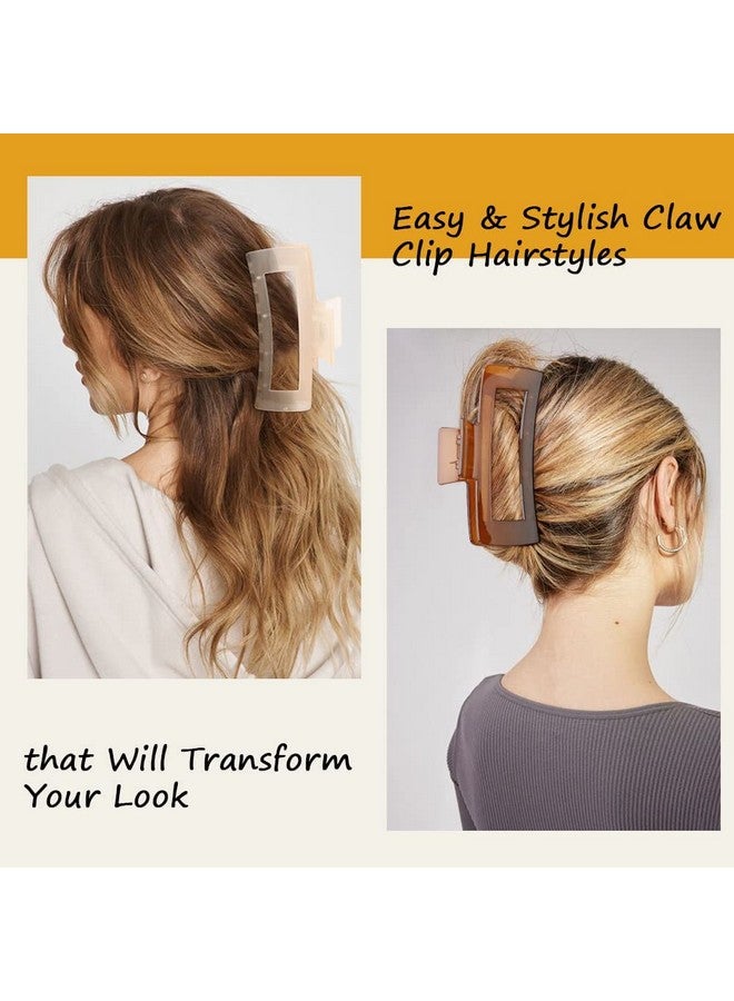 Pactiv Jelly Colors Retro Versatile Hair Claw Clips 4-Piece Elegant Rectangle Hair Claw Clips - Non-Slip, Strong Grip For Thin & Thick Hair - Chic Solid Color Styling Accessories For Women jelly Rectangle - Image 5