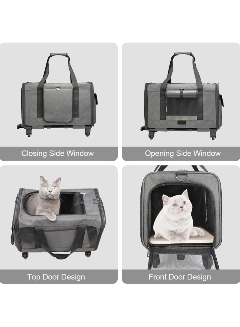 Rock Pow Pet Carrier Bag, Cat Wheeled Bag Puppy Rolling Carrier with Detachable Wheels Plenty of Room Large Space Trolley Collapsible and Breathable Car Seat Travel Vet Appointments for Small Dog Puppy Kitten - Image 3