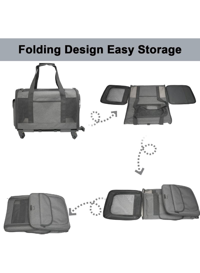 Rock Pow Pet Carrier Bag, Cat Wheeled Bag Puppy Rolling Carrier with Detachable Wheels Plenty of Room Large Space Trolley Collapsible and Breathable Car Seat Travel Vet Appointments for Small Dog Puppy Kitten - Image 5