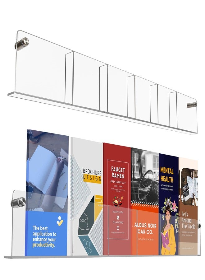 Gomos Acrylic Brochure Holder Wall Mount - Aesthetic Design, Optimized Shape, Pamphlet Holder Wall Mount - Perfect for Flyer Stand, Wall Brochure Holder - Ideal for Shop Owners & Professionals (6 Pockets) - Image 1