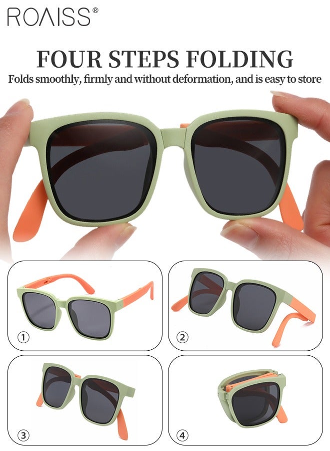 roaiss Square Folding Polarized Sunglasses for Kids, UV400 Protection Cute Beach Holiday Sun Glasses, Foldable Sun Shades with Small Portable Box for Boys Girls and Children Age 3-12  - Image 4