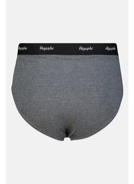 Algspar Men 3 Pieces Brand Logo Briefs, Black/Grey  - Image 2