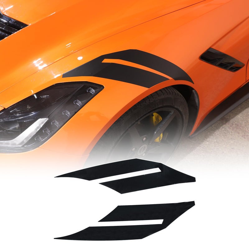 Qiosreui Fender Hash Mark Double Bar Vinyl Graphic Decal for Chevrolet Corvette C7 2014 2015 2016 2017 2018 2019 Accessories Front Fenders Racing Stripes Vinyl Graphic Decals Sticker PVC Black - Image 3