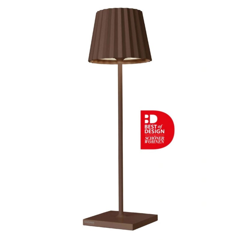 Sompex Troll 2.0 LED Table Lamp | IP54 (splash and dust proof) | 2 warm white light colours | Stepless touch dimmer | Wireless Indoor & Outdoor | Aluminium | Brightness memory | H 38 cm - Rust - Image 1