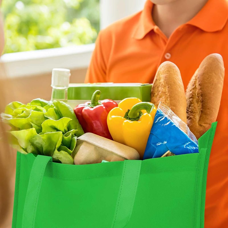 Jexine Jexine 60 Pcs Tote Bags Bulk Large Reusable Gift Bag Foldable Grocery Bags Reusable Shopping Fabric Cloth pouch with Handles for Birthday Party Supermarket Outdoor Picnic 10 Assorted Colors - Image 5