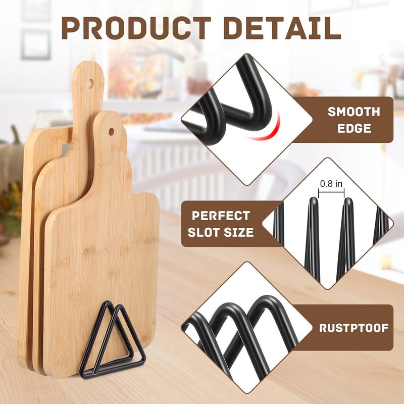 Suclain Cutting Board Organizer, Triangle Cutting Board Rack Black Metal Chopping Sheet Holder, Pots Pan Lids Cookie Sheet Organizer for Cabinet Countertop Shelf, 3.94 x 3.94 x 3.54 in - Image 3