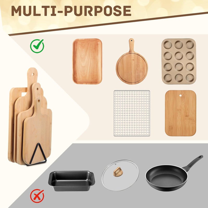 Suclain Cutting Board Organizer, Triangle Cutting Board Rack Black Metal Chopping Sheet Holder, Pots Pan Lids Cookie Sheet Organizer for Cabinet Countertop Shelf, 3.94 x 3.94 x 3.54 in - Image 5