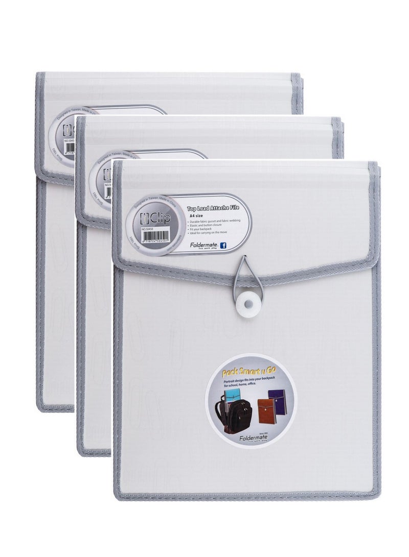 Foldermate حقيبة توسيع بيضاء بحجم A4 مكونة من 3 قطع