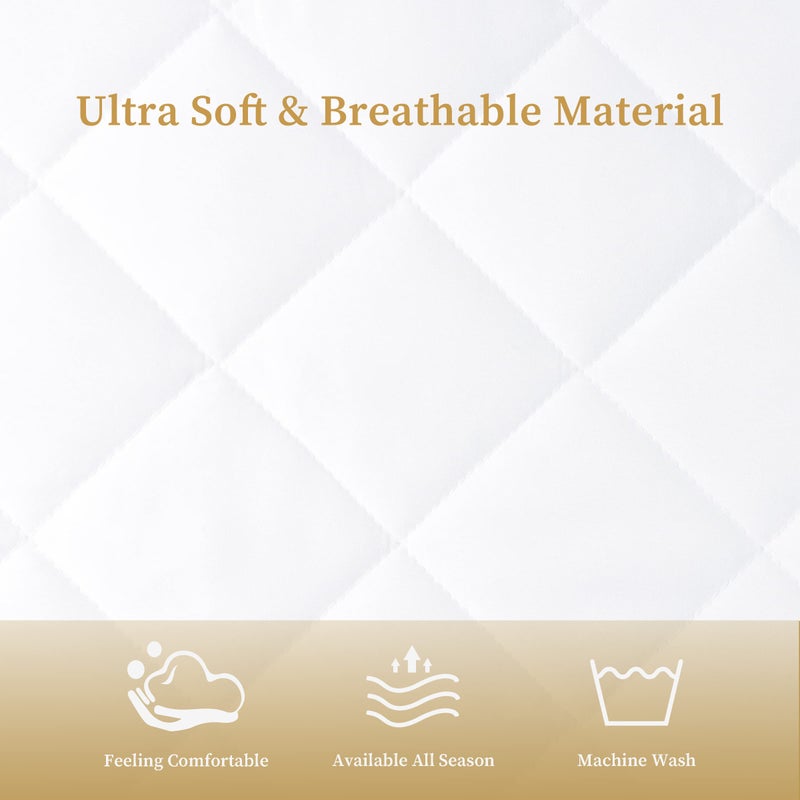Safe and Sound Quilted Fitted King Mattress Pad Cover, Waterproof Mattress Protector, Deep Pocket Elastic Fits Up to 21'', Breathable Soft Alternative Filling Mattress Pad - Image 4