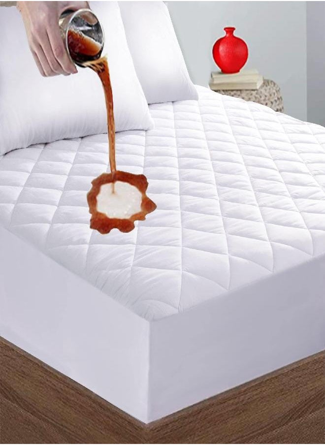 Safe and Sound - Quilted Fitted King Mattress Pad Cover, Waterproof Mattress Protector, Deep Pocket Elastic Fits Up to 21'', Breathable Soft Alternative Filling Mattress Pad - Image 1