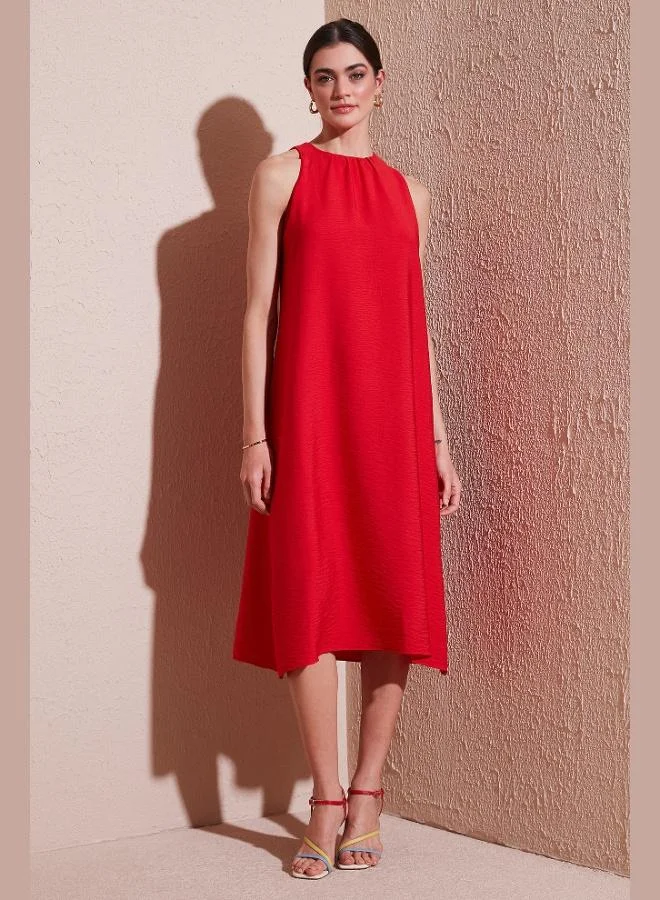 ليلا فستان ليلا نسائي بقصة عادية وياقة هالتر وطول ميدي