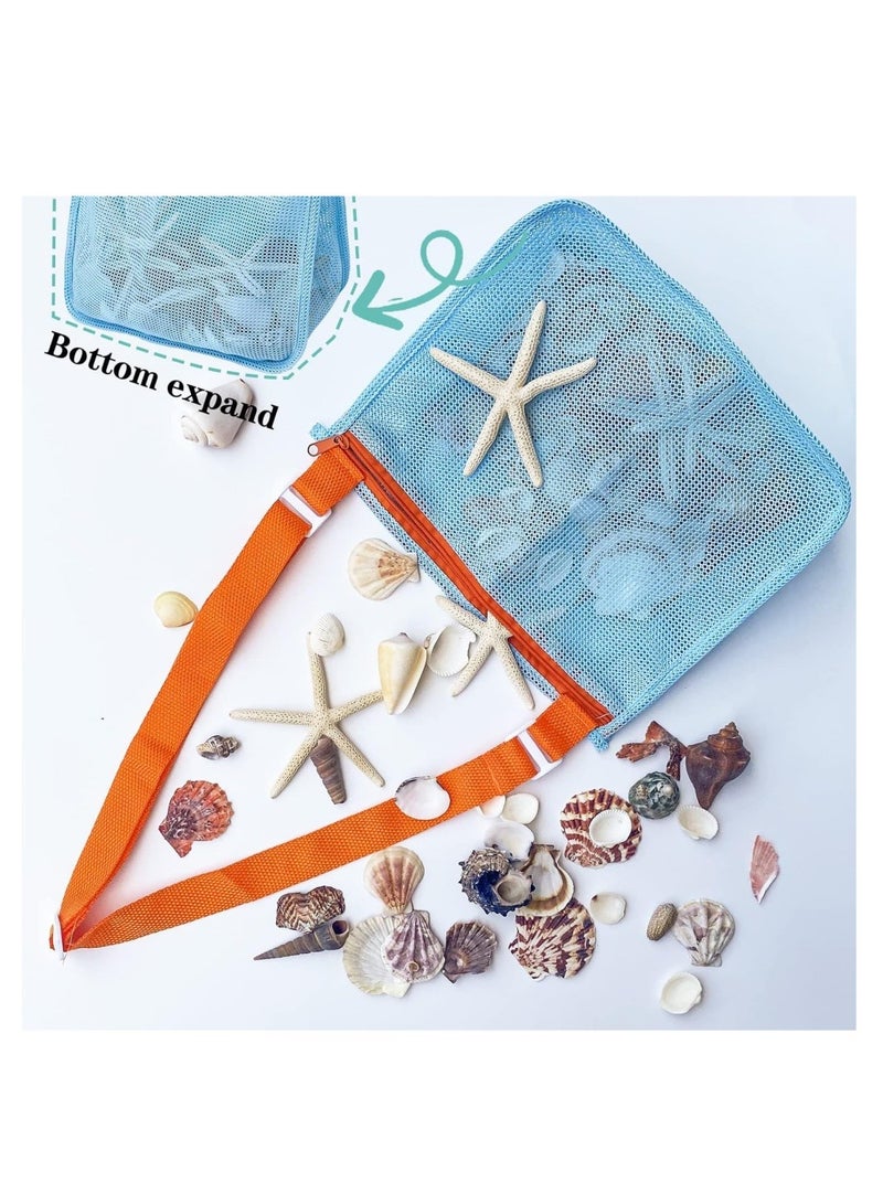 DAILYCHIC 4 Pack Beach Toy, Mesh Shovel and Mesh Beach Bag Seashell Bag with Foldable Beach Bucket & Shovel for Shells Collecting,Sand Sifter Kids Filter Sand Scooper - Image 3