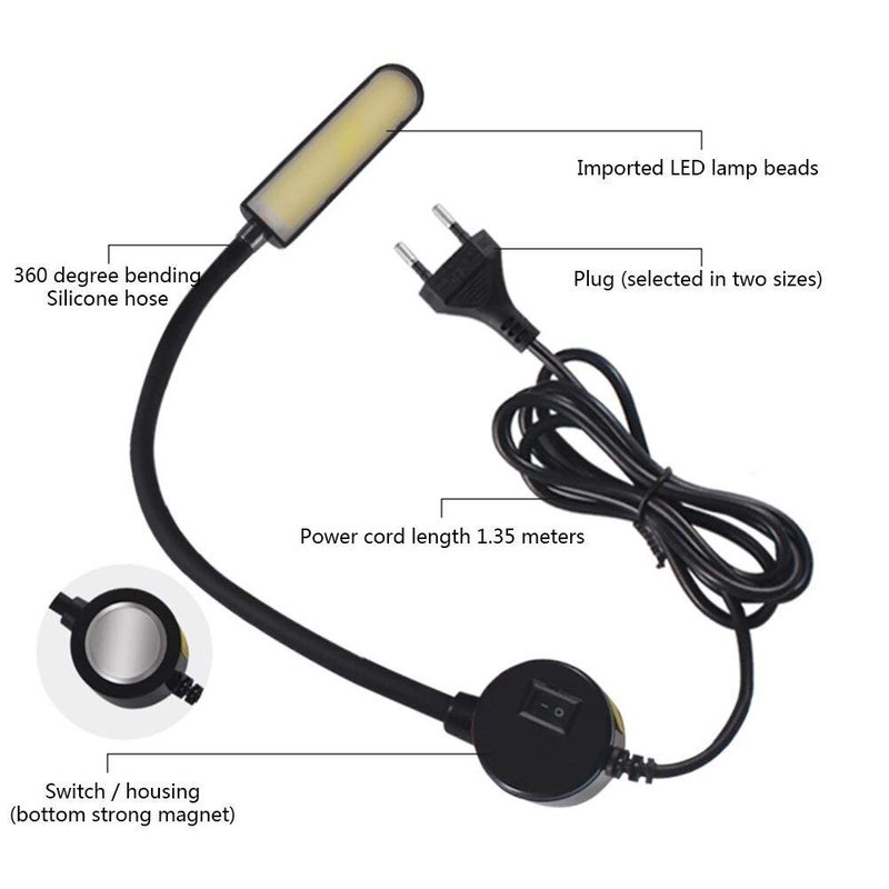 Lucky Store 10W LEDsMagnetic Mounting Base Lamp for Home StudyReading BookBedsideFlexibleDesk LightTable Lamp with Toggle Switch White Color - Image 2