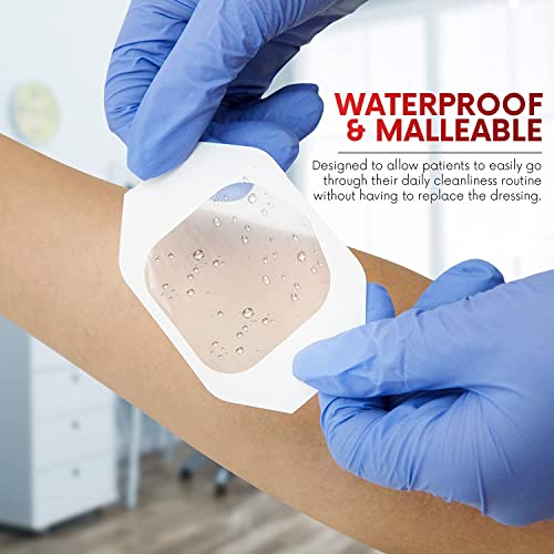 HEALQU Transparent Film Dressing 4" x 4.75" (50 Pack) – Waterproof Adhesive Wound Bandages for Post-Surgical Shower, IV Shield, Tattoo Aftercare, Clear Breathable Dressing Patches by HEALQU - Image 4