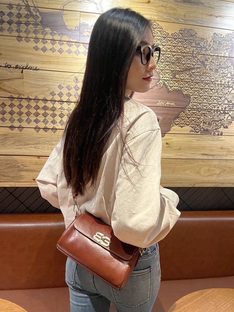 Vintage Vegetable-Tanned Leather Versatile Small Square Bag For Women, New Live Genuine Leather Women'S Bag, Top-Layer Cowhide Crossbody Bag 834 - Image 3