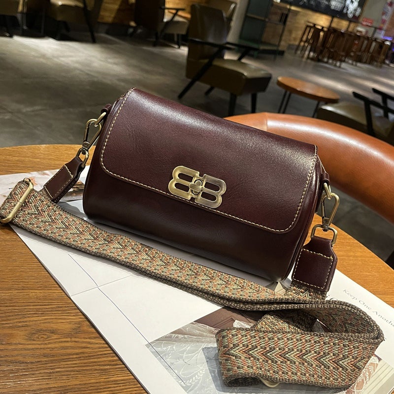 Vintage Vegetable-Tanned Leather Versatile Small Square Bag For Women, New Live Genuine Leather Women'S Bag, Top-Layer Cowhide Crossbody Bag 834 - Image 1