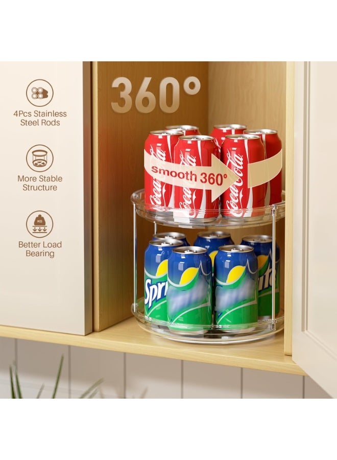 2-Tier Lazy Susan Organizer, 24cm Revolving Spice Rack, 360 Degree Rotatable Rack Stand for Kitchen Cabinet Countertop Pantry Storage Bathroom Clear - Image 2